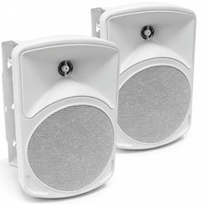 HiFi Stereo Speakers in White Wall Mount or Stand Alone with Brackets PAIR