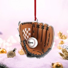 Personalized Baseball Glove Ornaments, Custom Name Ornament, Baseball Ornament