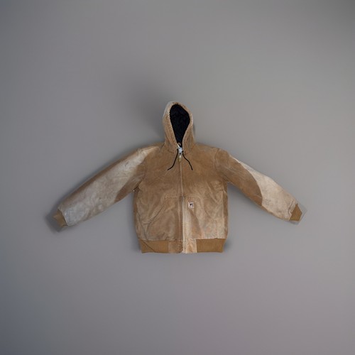 Carhartt J130 DKB Brown Hooded Duck Jacket Quilted Lining Vintage Distressed S - Bild 1 von 24