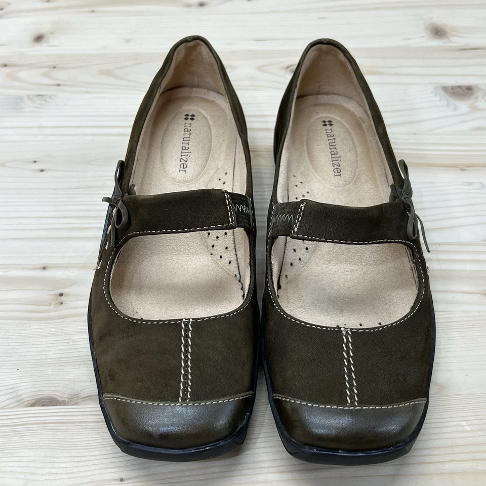 Zapatos Naturalizer Mujer 7M Diario Marrón Gamuza Cuero Mary Jane Bow Foto 4 de 4