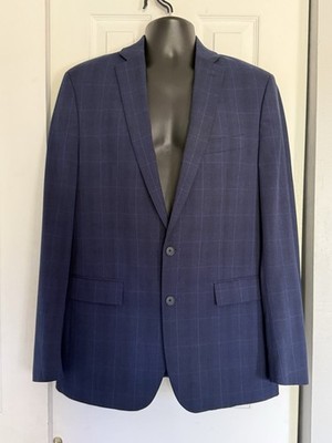 Ryan Seacrest Distinction Mens Blue Blazer Sport Coat Jacket 40L Formal Wedding