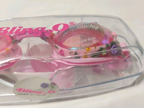Gafas de natación Bling2O para niñas. Rosa con banda rosa/blanca. Decoración con flores. Nuevo - Imagen 4 de 6
