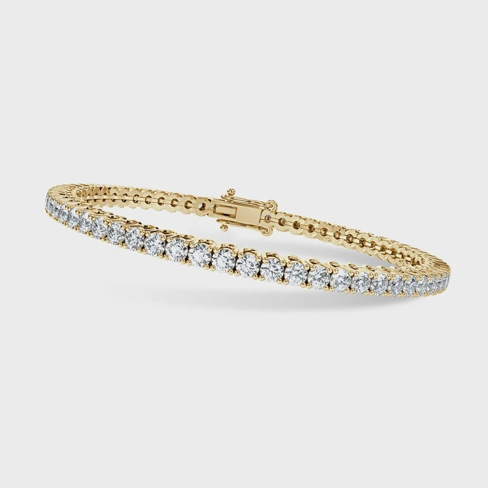 Luxury 4.5ct J I1 Natural Diamond Tennis Bracelet 10k Yellow Gold 7" Bridal Gift - Image 4 of 4