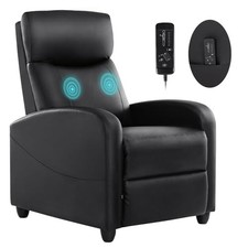 Leather Recliner Chair with Footrest & Lumbar Support, Adjustable Backrest & Pad