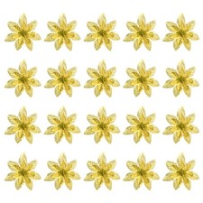 Artificial Flower Heads 5 Inch, Gold 20 PCS - Poinsettia Silk Flowers