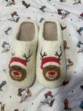 Christmas Reindeer Slippers Size 9 Women s Soft And Warm With Rubber Soles