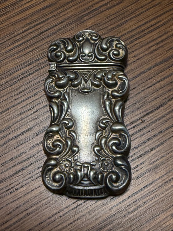 STERLING SILVER MATCH SAFE VESTA CASE MATCH BOX w/STRIKER c1900s Excellent