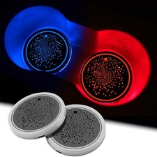 2Pcs LED Car Cup Holder Lights, 7 Colors Light Up Cup Coasters, USB