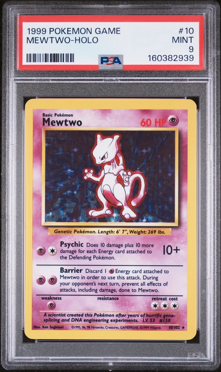 Pokémon TCG Base Set Mewtwo Grade 9 Individual Collectible Card