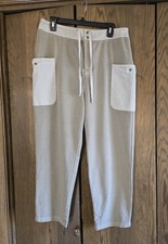 Universal Thread Button Fly Knit Cargo Pants Sage Green Tan Women's M Pre-owned