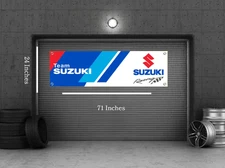 Team Suzuki Racing Style Banner 71x24 in – Blue Moto Garage Wall Decor