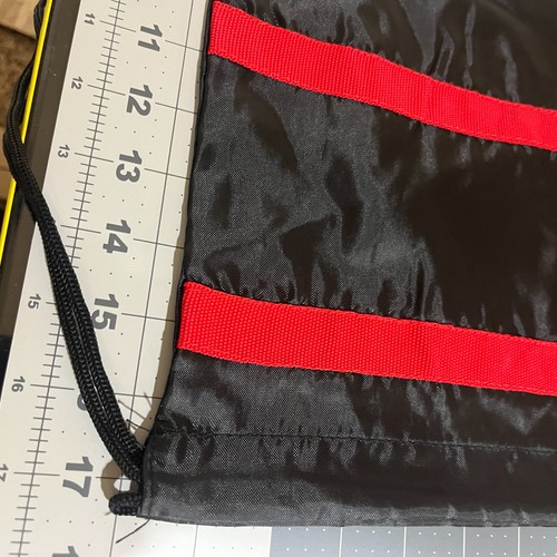 Toyota Drawstring Bag - Black and Red 12in x 17in w Front Zipper Pocket NEW - Picture 3 of 5