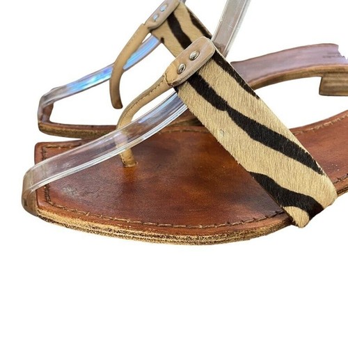 Sandalias de cuero Kate Spade New York hechas en Italia pelo de becerro cebra piel talla 9 - Imagen 8 de 16