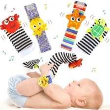 Baby Rattle Socks and Wrist Rattles Set 0-12 Months Soft Sensory Toys baby gift 