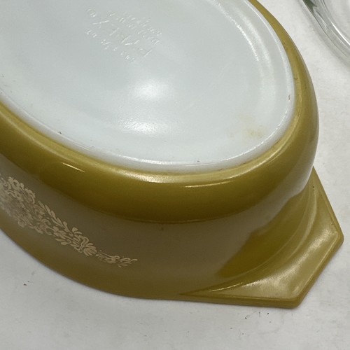Seltene Pyrex 043 Golden Rose ovale Kasserolle 1967 1,5 Quart Deckel & Tragegestell & Wärmer - Bild 20 von 24