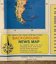 Vintage 1969 Associated Press Background News Map 49”x33” - used in news a room!
