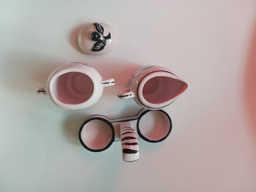 Rosa Vintage Zucker und Milchkännchen Hahn Muster in Dose Set leichte Unvollkommenheit - Bild 12 von 15