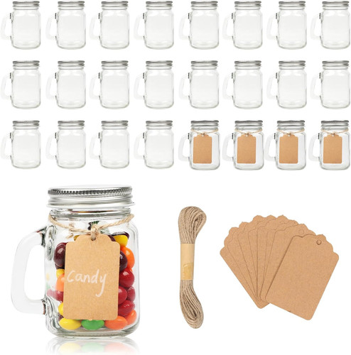 Homelike Style 4 oz Small Mason Jar Mugs with Handle, Mini Glass Jars with Airti - Picture 1 of 7