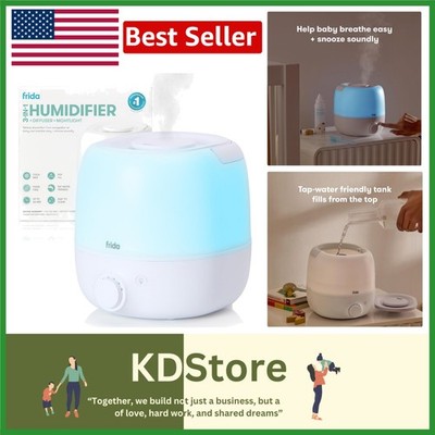 Frida 3-in-1 Cool Mist Humidifier: Quiet, Top Fill, 60-Hour Needs for Nurseries