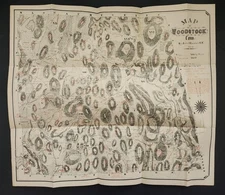 1883 antique WOODSTOCK CT large foldout MAP linen backed by John S Lester 25x28