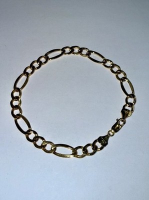 Nachlass massiv 10K Gold 7mm Figarokette Armband 8,5''