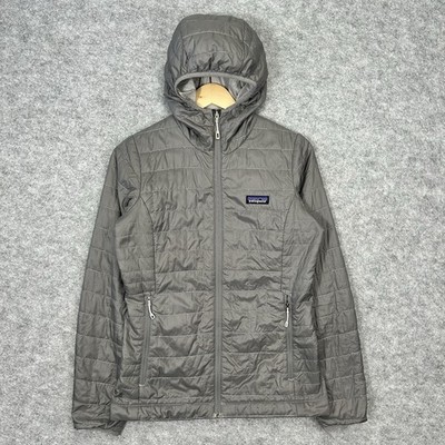 Patagonia Jacke Damen XS Nano Puff Kapuzenjacke Full Zip grau Primaloft C82