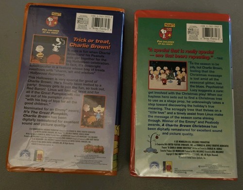 2 CHARLIE BROWN Great Pumpkin Charlie Brown Christmas Peanuts Vintage VHS Lot - Foto 2 di 6
