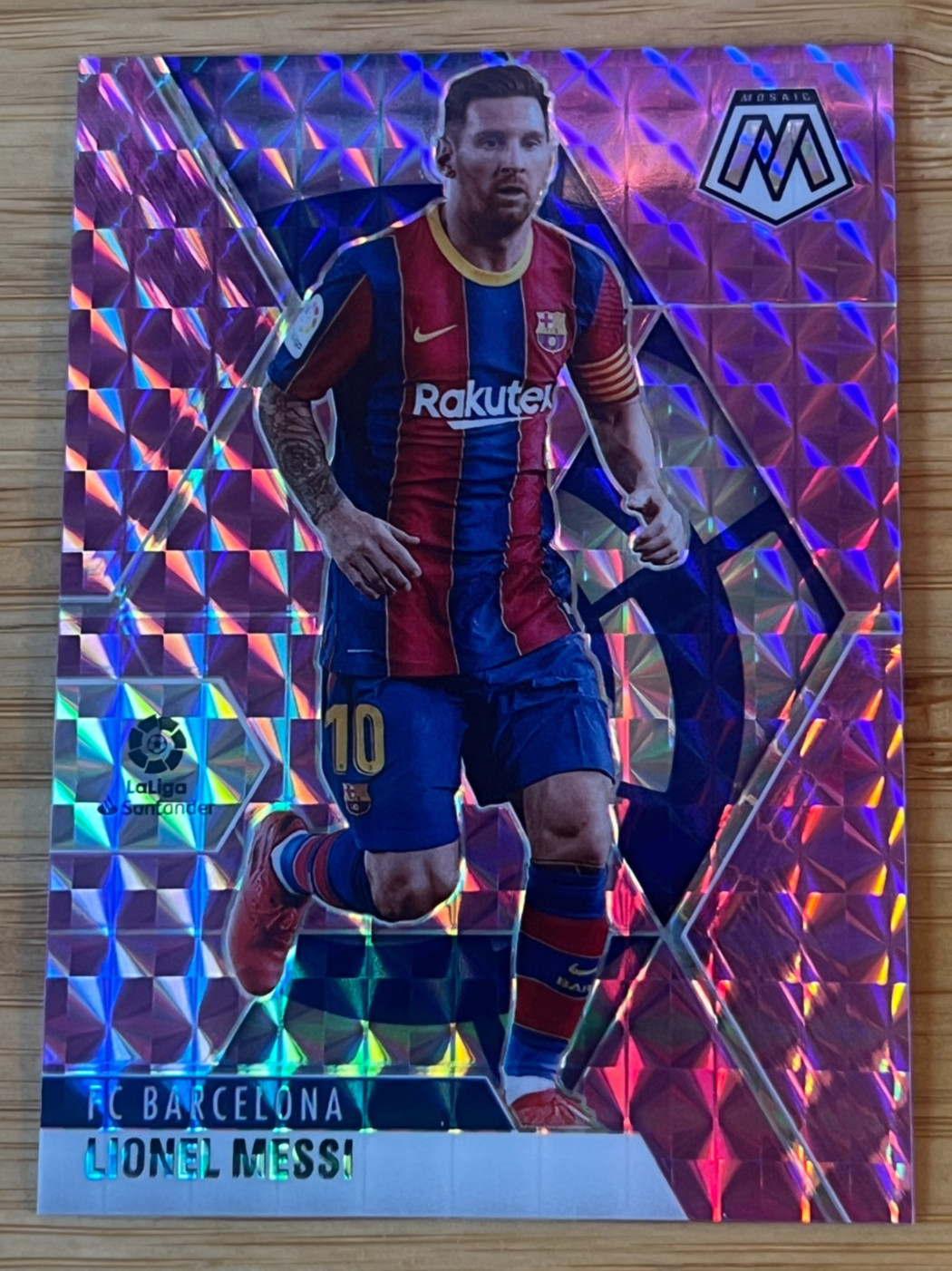 2020-21 Panini Mosaic La Liga - Lionel Messi #57-  Purple Mosaic Prizm /49