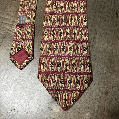 Corneliani Red Gold Geometric Silk Tie Made in Italy Luxury Men's Necktie
