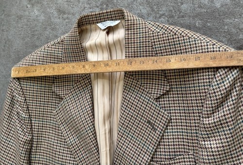 VTG 80s Blazer Men’s 40R Houndstooth Light Brown Wool Sport Coat Made In USA - Picture 11 of 11