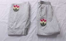 Adidas Women's Trefoil Logo Cropped Hoodie  Sweatpants Set WR4 Gray Small