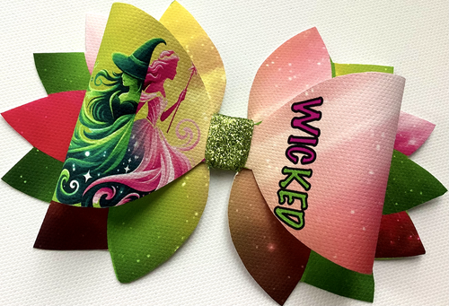 WICKED 5" STATEMENT PRINTED CANVAS FABRIC BOW TEMP TO MAKE YOUR OWN HAIR BOWS - Picture 2 of 4