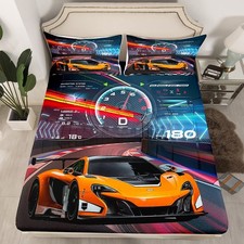 Race Car Bedding - Boys Extreme Sports Bed Sheet Set with 1 Fitted Sheet 1 ...