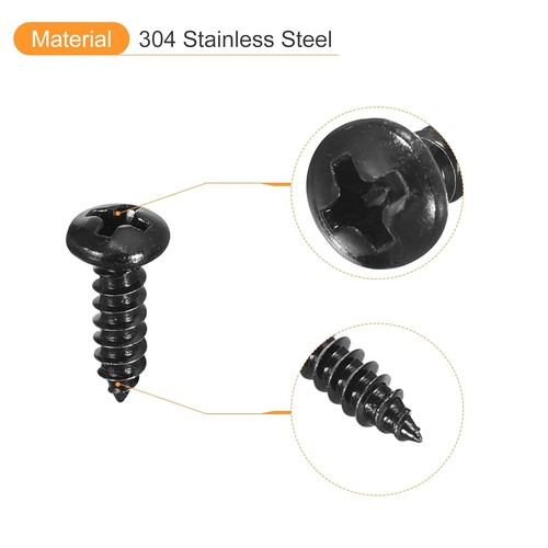 uxcell #6 x 1/2" Phillips Pan Head Self-Tapping Screw, 50pcs - 304 x  - Bild 4 von 6