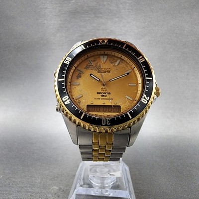 セイコー クォーツ スポーツ 150 ゴールド SEIKO SPORTS 150 Vintage 1987 SEIKO Sports SQ 150 Mens 38mm Quartz Watch Day