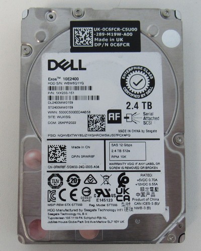 Dell Exos 10E2400 2.4TB 10K RPM 2.5" SAS Drive - Picture 2 of 3