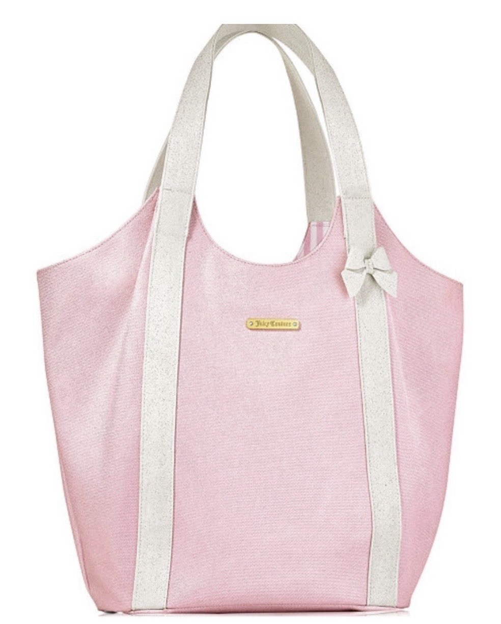 Juicy Couture Limited Edition NWT Pink & White Shimmer Canvas Tote