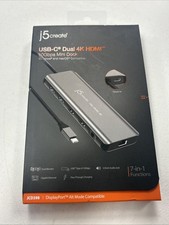 j5 Create USB Type-C 7 in 1 PD Support Dual HDMI Gen2 Multihub - NEW!