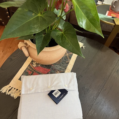 NWT Ralph Lauren Organic Oxford Stripe King Extra Fitted Sheet $245 - Picture 14 of 15