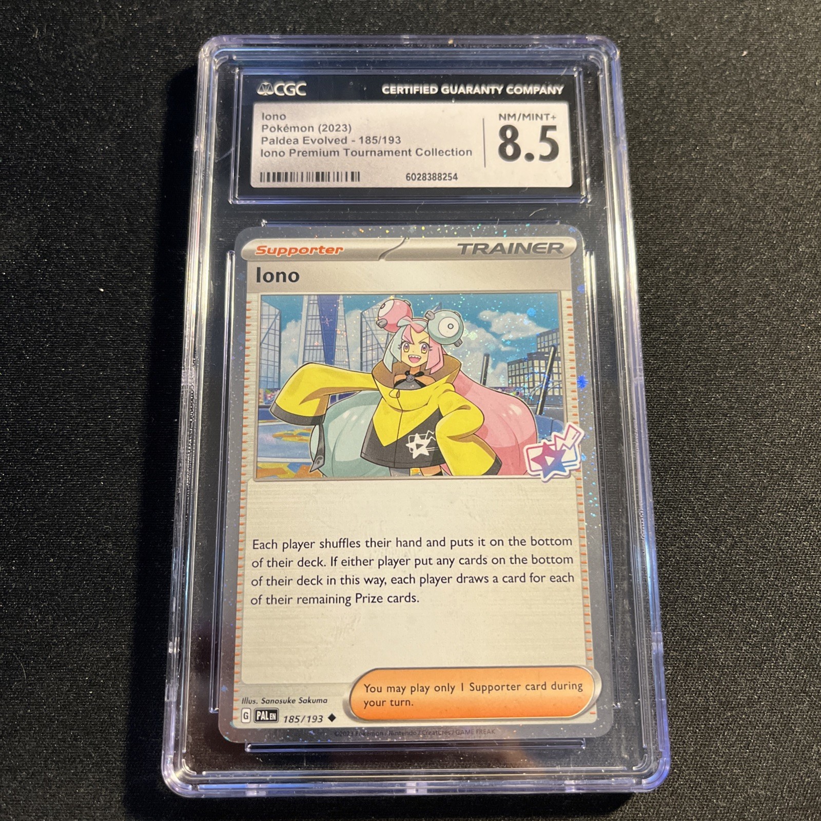 Pokemon Iono 185/193 Full Art CGC 8.5 NM-MT Paldea Evolved Trainer Holo