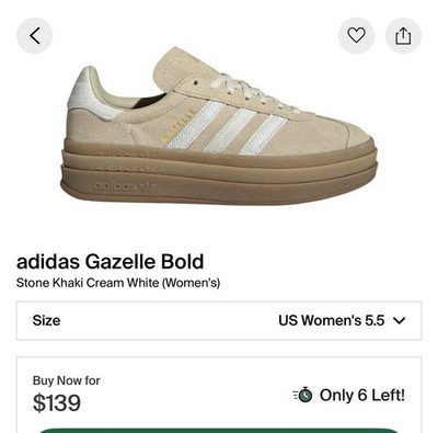 adidas Gazelle Bold Stone Khaki Cream White Women's Sneakers Low Top JP9288