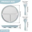 2Pcs Stainless Steel Kids Divided Plate with Silicone Suction Non Slip BrRHm