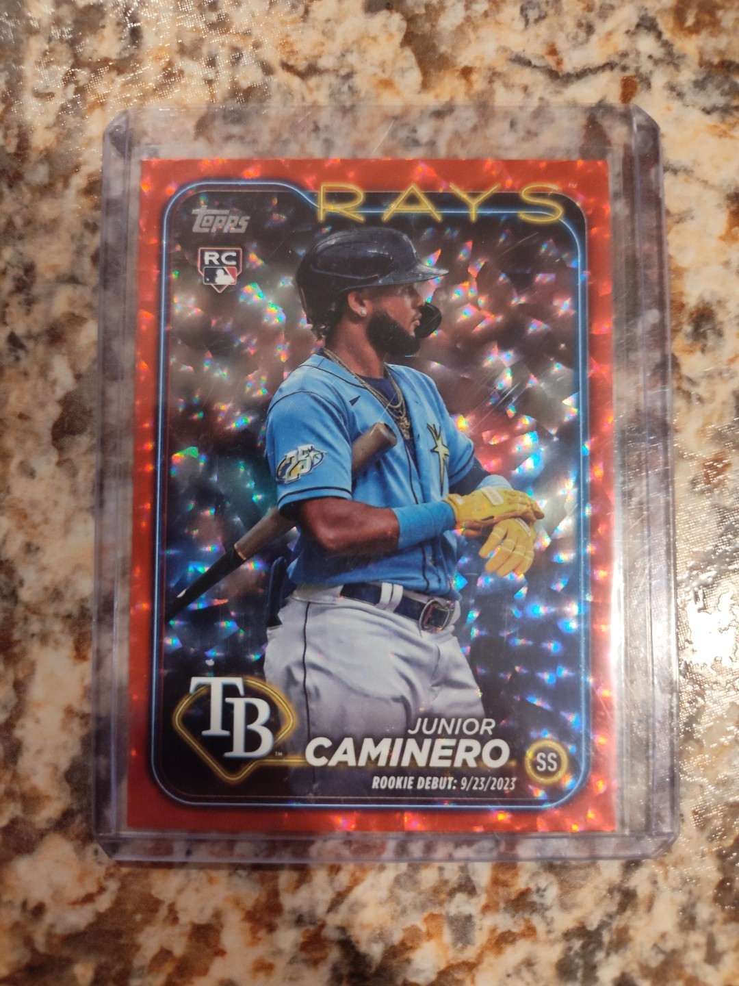 2024 Topps Update Series -Junior Caminero #US223 Red Crackle Foilboard /199 (RC)