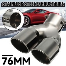 Universal 76mm 3 inch Car Tail Exhaust Tip End Pipe Rear Muffler Dual Outlet