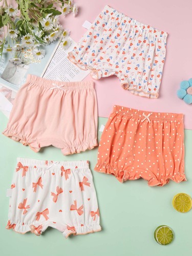 Copripannolini Bambina Stampa Plaid Pantaloncini Casual Confezione 4 Carini Bloomers Set - Foto 100 di 110