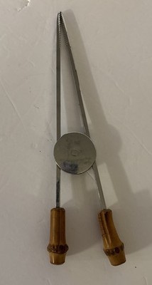 Designer Jacques Adnet Mid-Century French Chrome Plated Sugar Ice Tongs Barware