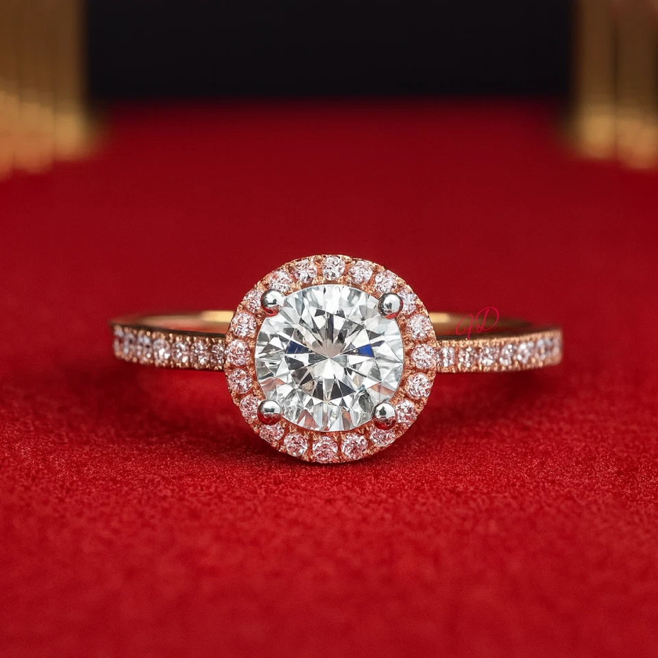 14k Multi Gold Ring For Engagement Diamond Lab Grown Round 2 Carat IGI Certified - Image 4 of 4