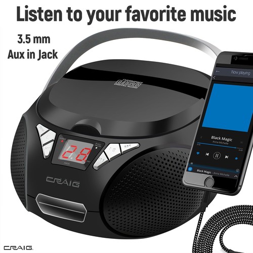 CD6925 Portable Top-Loading Stereo CD Boombox with AM/FM Stereo Radio and Blu... - Picture 6 of 7