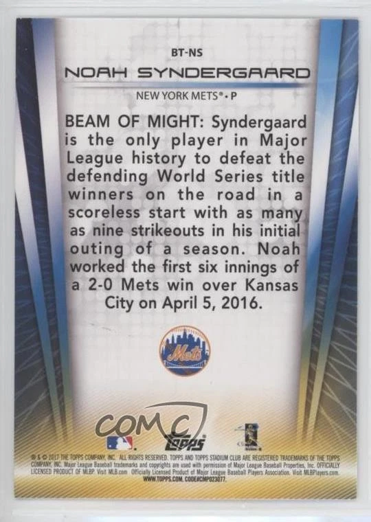 2017 Topps Stadium Club Beam Team Gold Foil Noah Syndergaard #BT-NS - Image 2 of 2