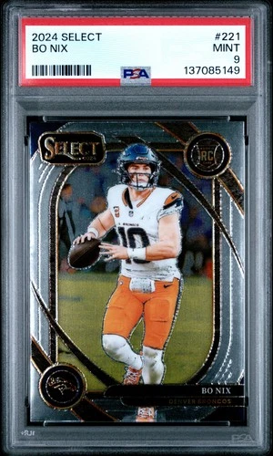 137085149 Bo Nix 2024 Panini Select #221 Club Rookie RC PSA 9